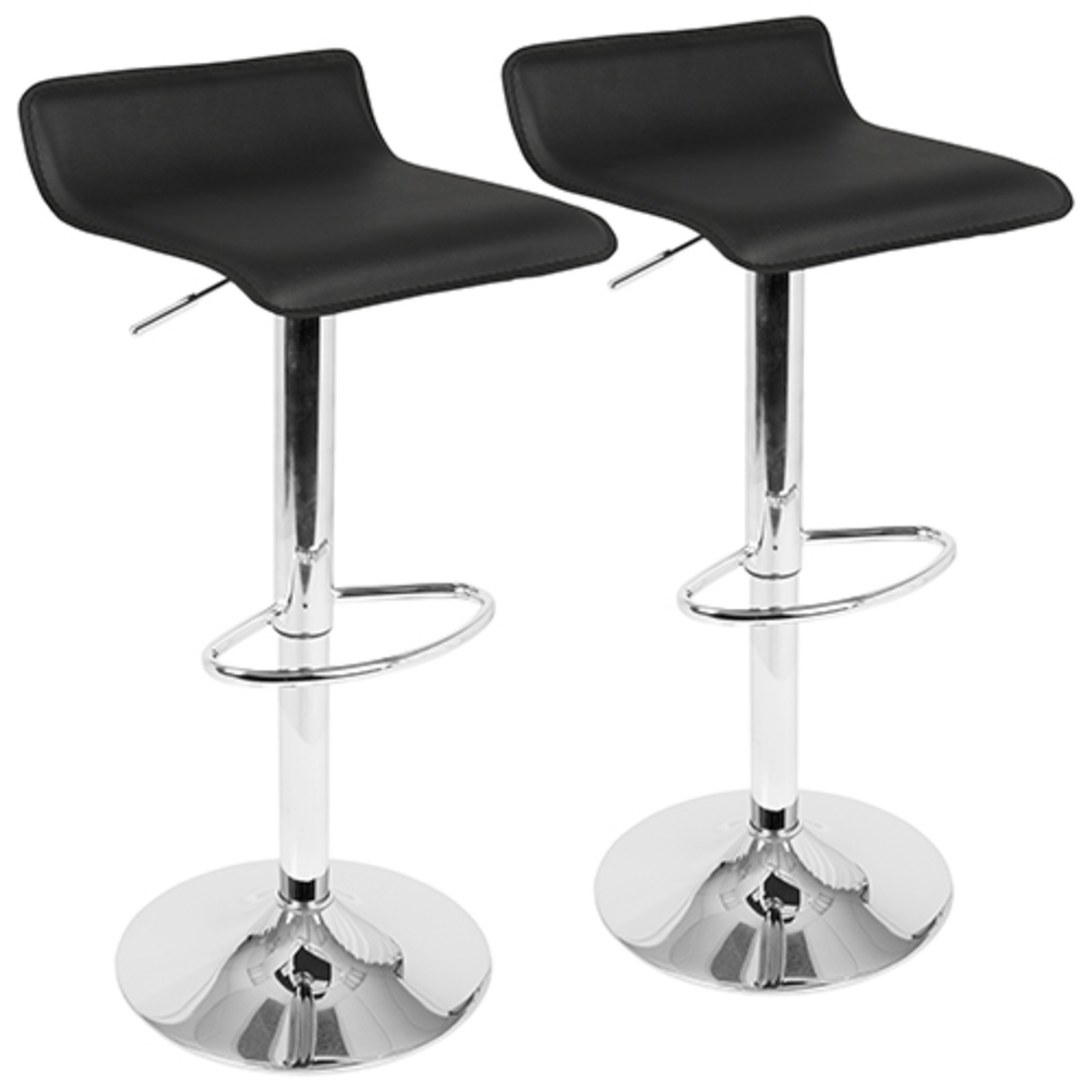 OPEN BOX Ale Contemporary Adjustable Barstool in Black PU Leather Set of 2