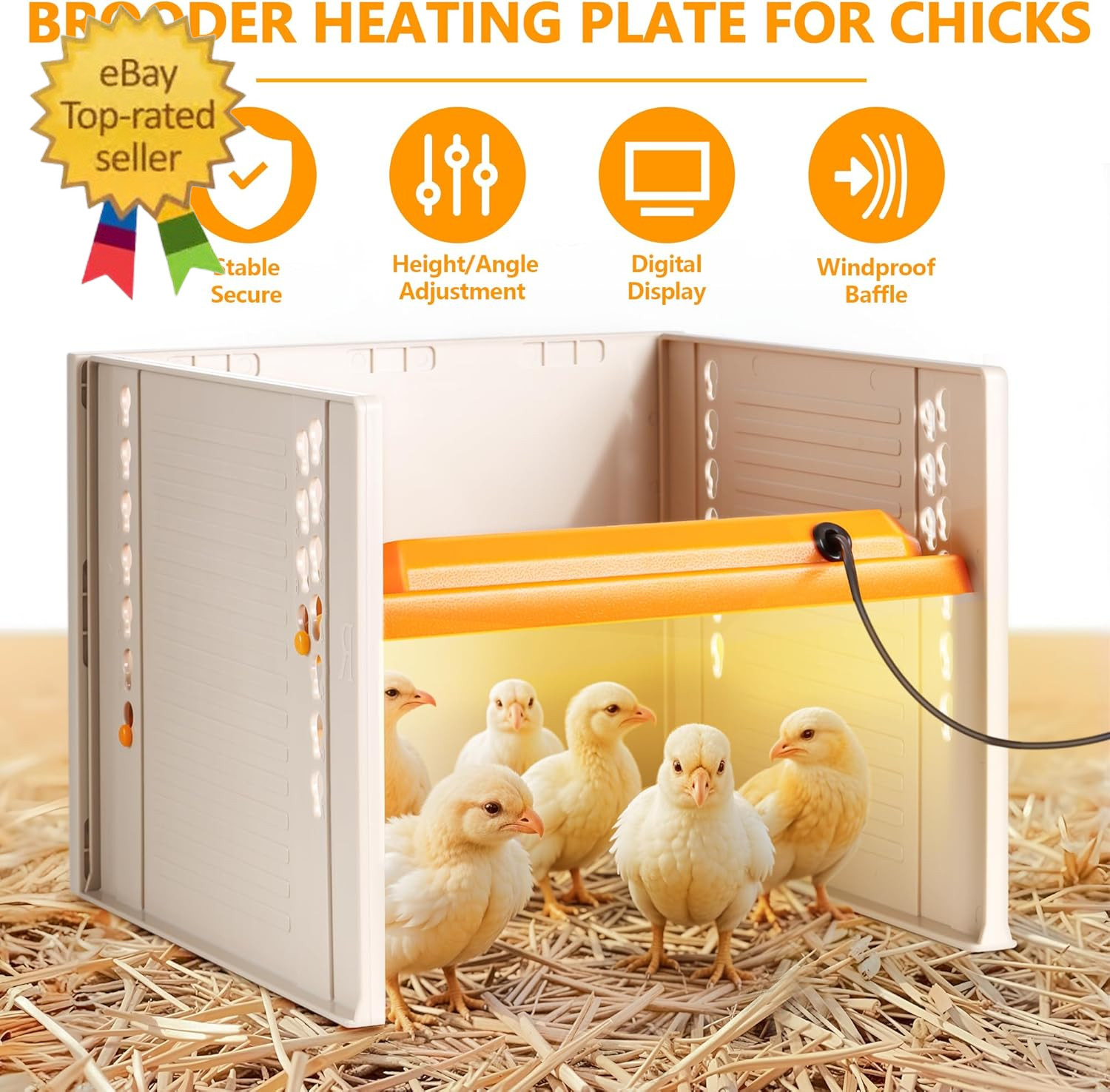 Chick Brooder, Chicken Brooder Heating Plate for Chicks with Adjustable Height a