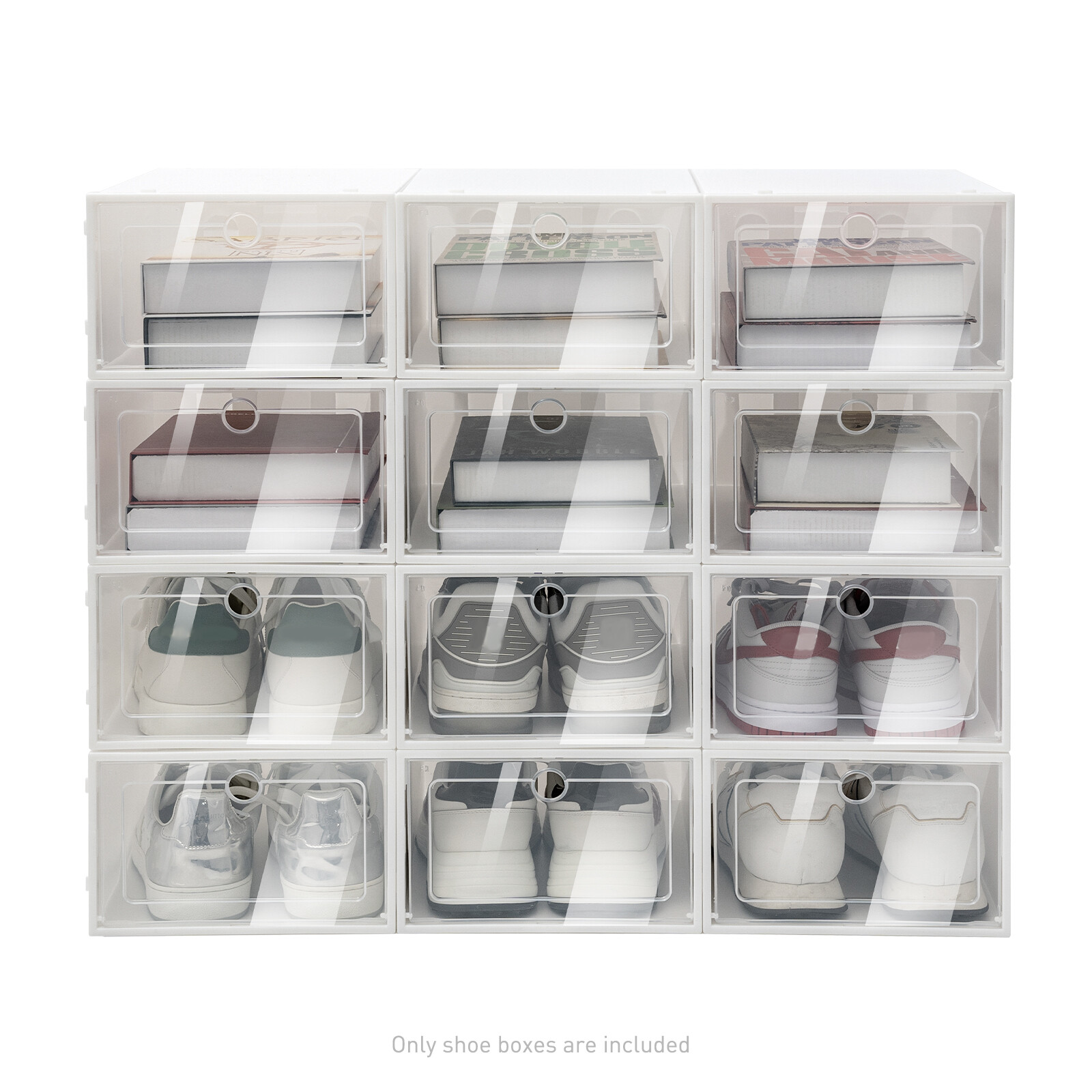 20Pcs Shoe Box Set Foldable Storage Home Clear Organizer Rack Stack Plastic USA