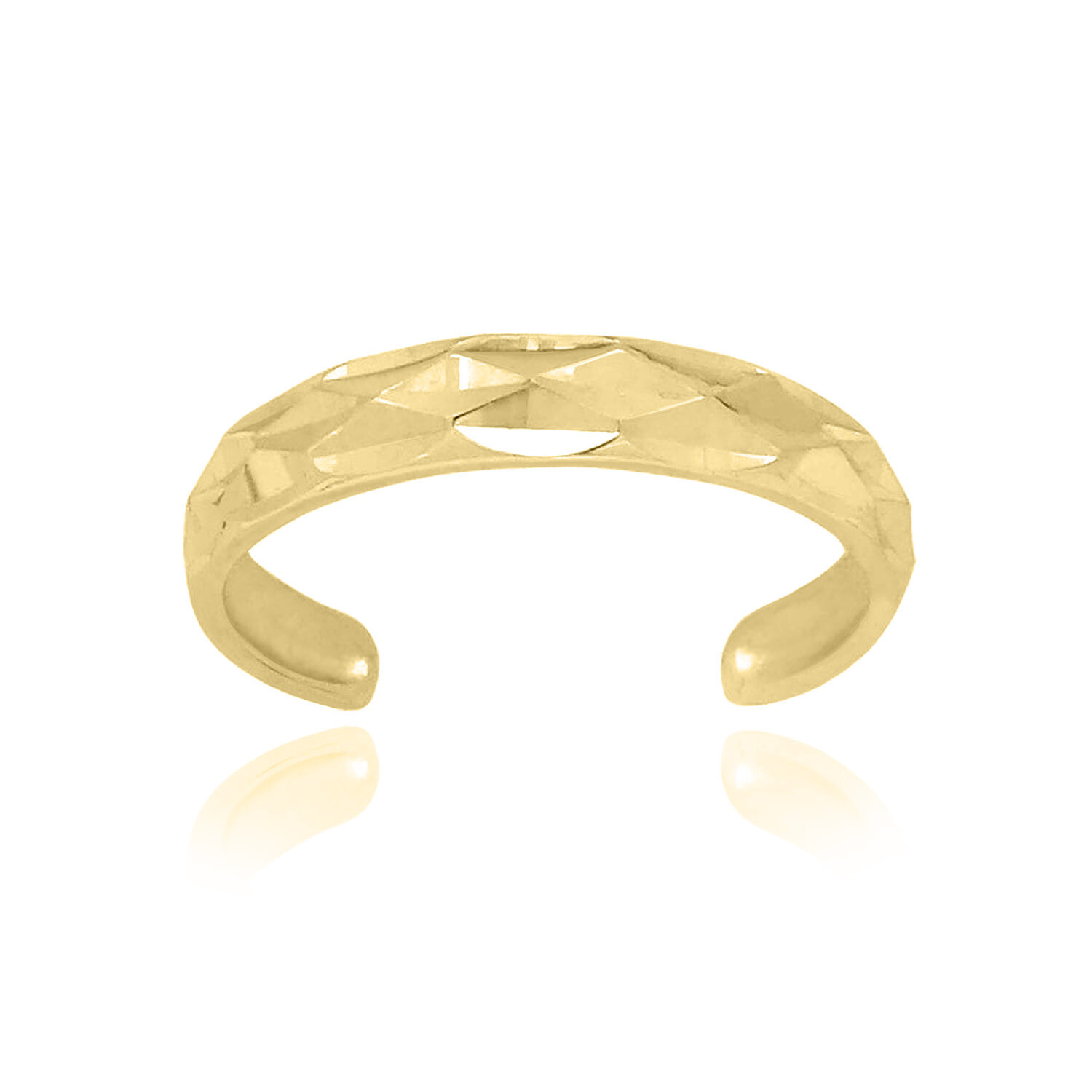 Solid 14k Real Gold Yellow White Diamond Cut Toe Ring Size 3 Adjustable
