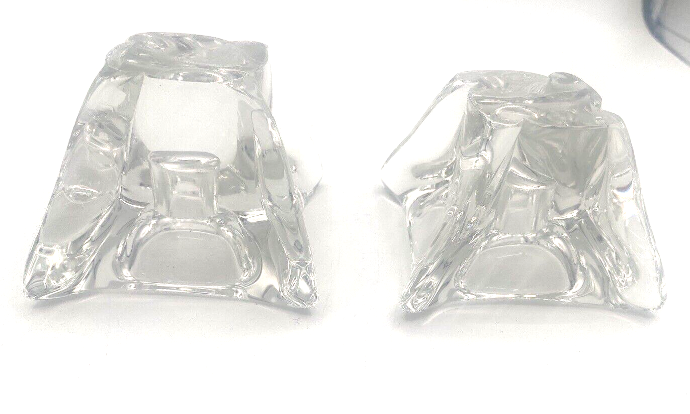 Glass Crystal Taper Candle Holders Square Cube 2”3” Wide