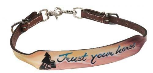 WITHER STRAP Painted TRUST YOUR HORSE Leather Barrel Racer Design Adjust 21"-29"