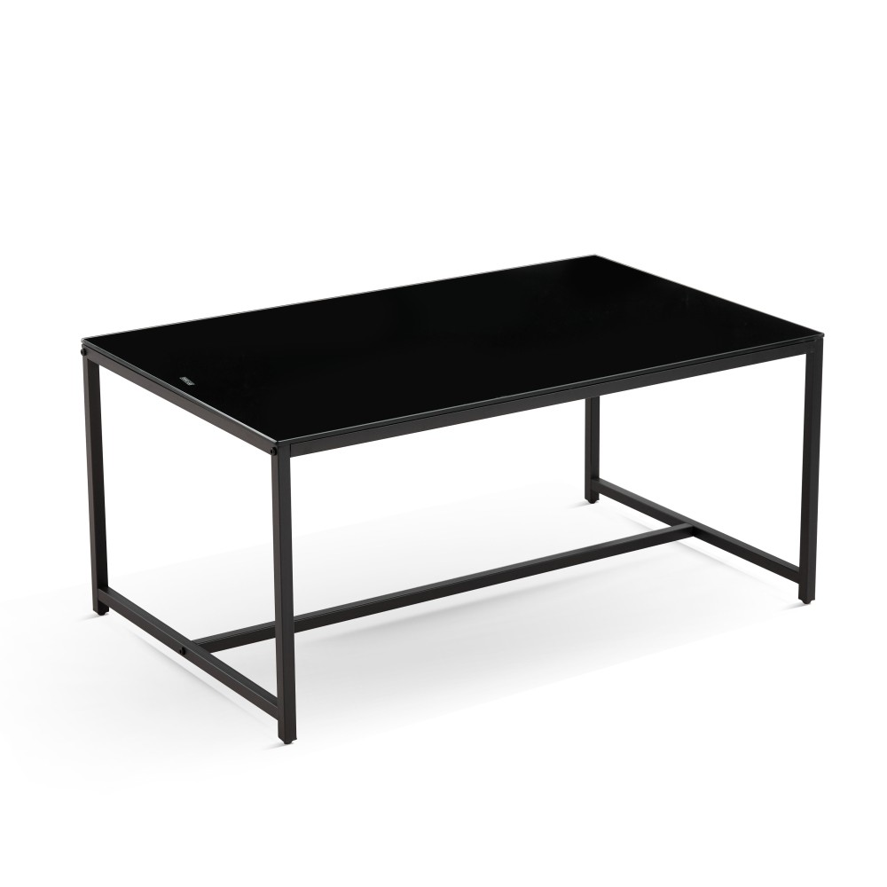 2 Pieces Black Glass Night Stand MDF Side Table Small Tea Table Sofa Table with