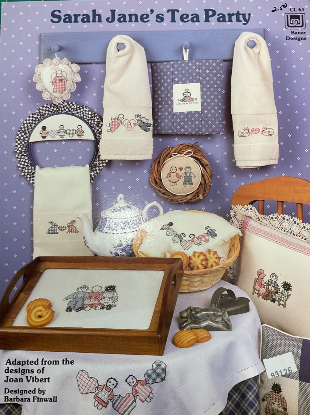 BANAR DESIGNS #CL61 SARAH JANE'S TEA PARTY CROSS STITCH LEAFLET(1986)