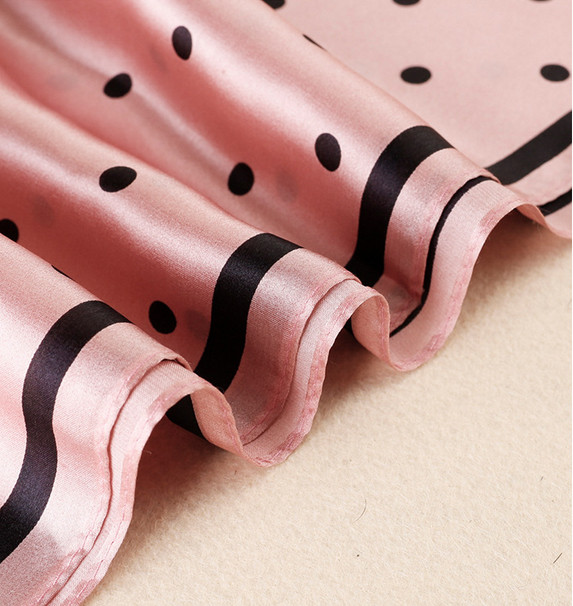 100% Silk 20" small Square Scarf Women neckerchief Wrap dot pink black