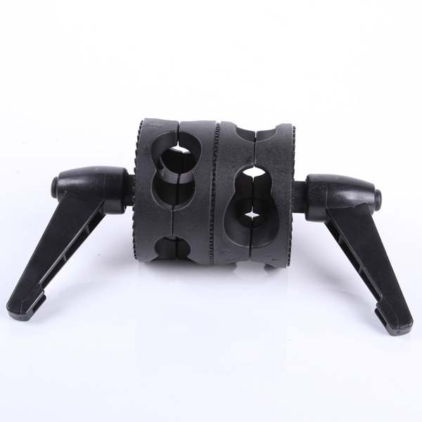 Plastic Black Dual Head Grip Swivel Head Clamp Holder for Reflector Studio Boom