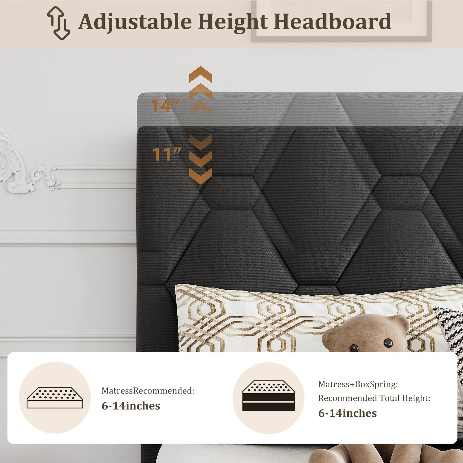 Bedroom Furniture Platform Bed Frame, Modern Bed Frame Designed With Triangular