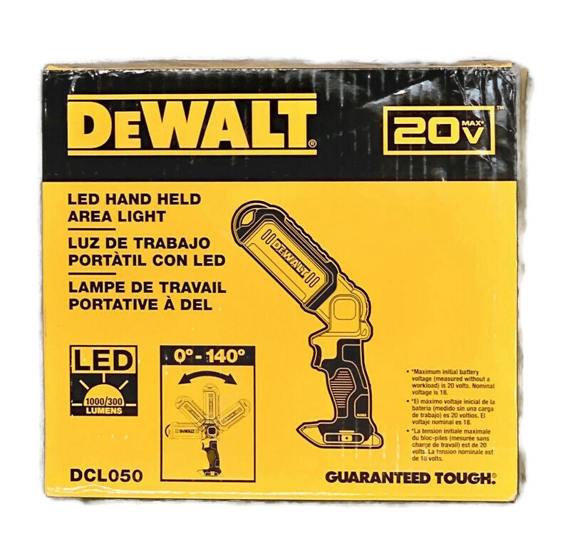 DEWALT DCL050 20V MAX LED Cordless Handheld Area LED Work Light TOOL ONLY