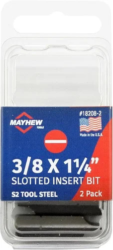 Mayhew 18208-2 - 3/8" x 1.25" Slotted Insert Bit, 2 Pack - 1EA