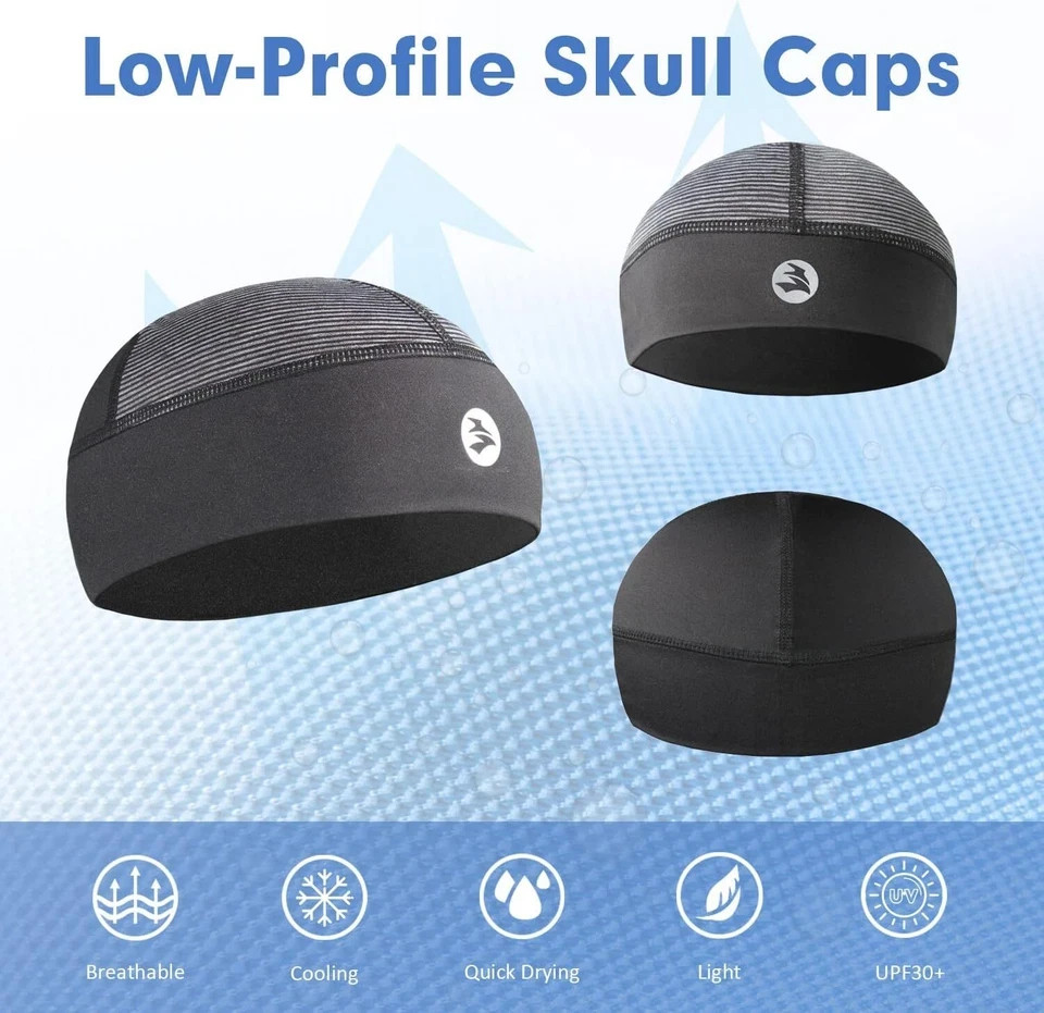Low-Profile Cooling Helmet/hard hat Liner, Stretch Working cap, Black Strips