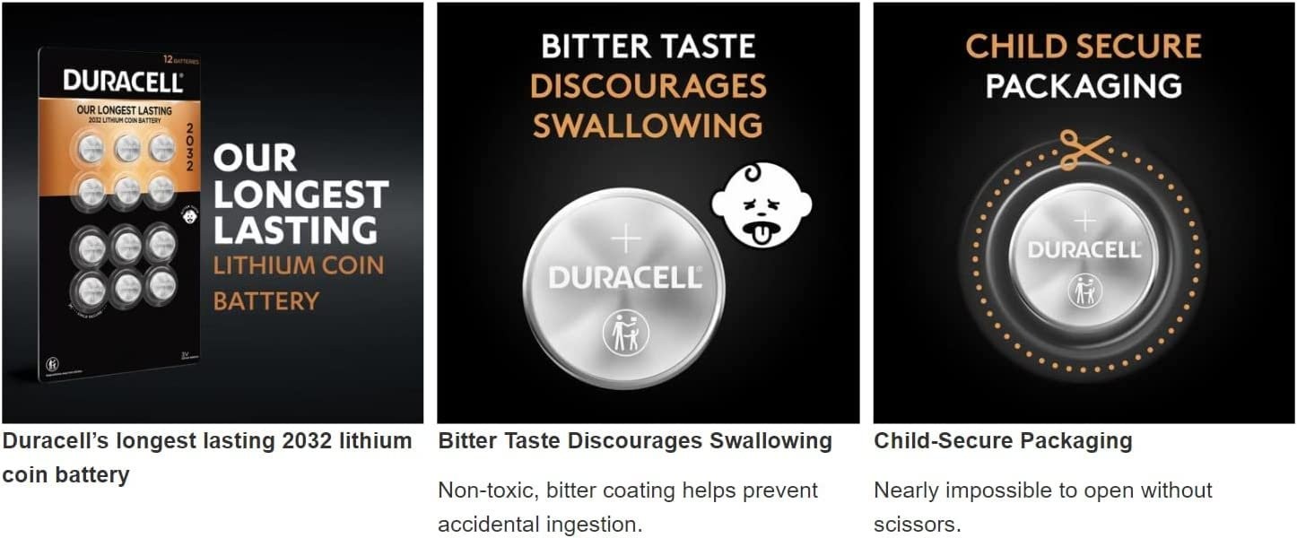 Duracell Lithium 2032 Coin Batteries, 12-Count