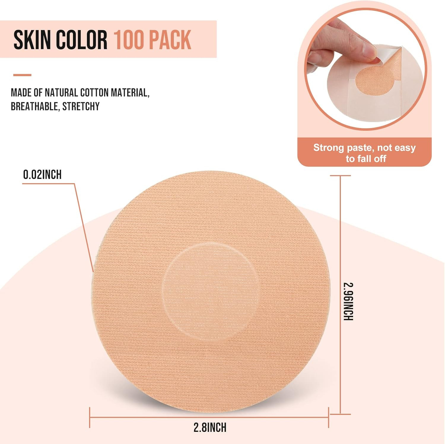 100 Pcs Adhesive Patch Sensor Covers CGM Sensor Patches Waterproof and Sweatproo