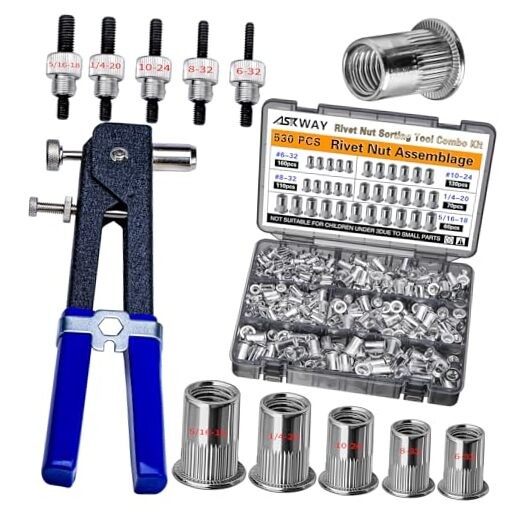 Pressure Rivet Nut Tool Kit 530pcs - Inch SAE Aluminum - 530 PCS Rivet Nut