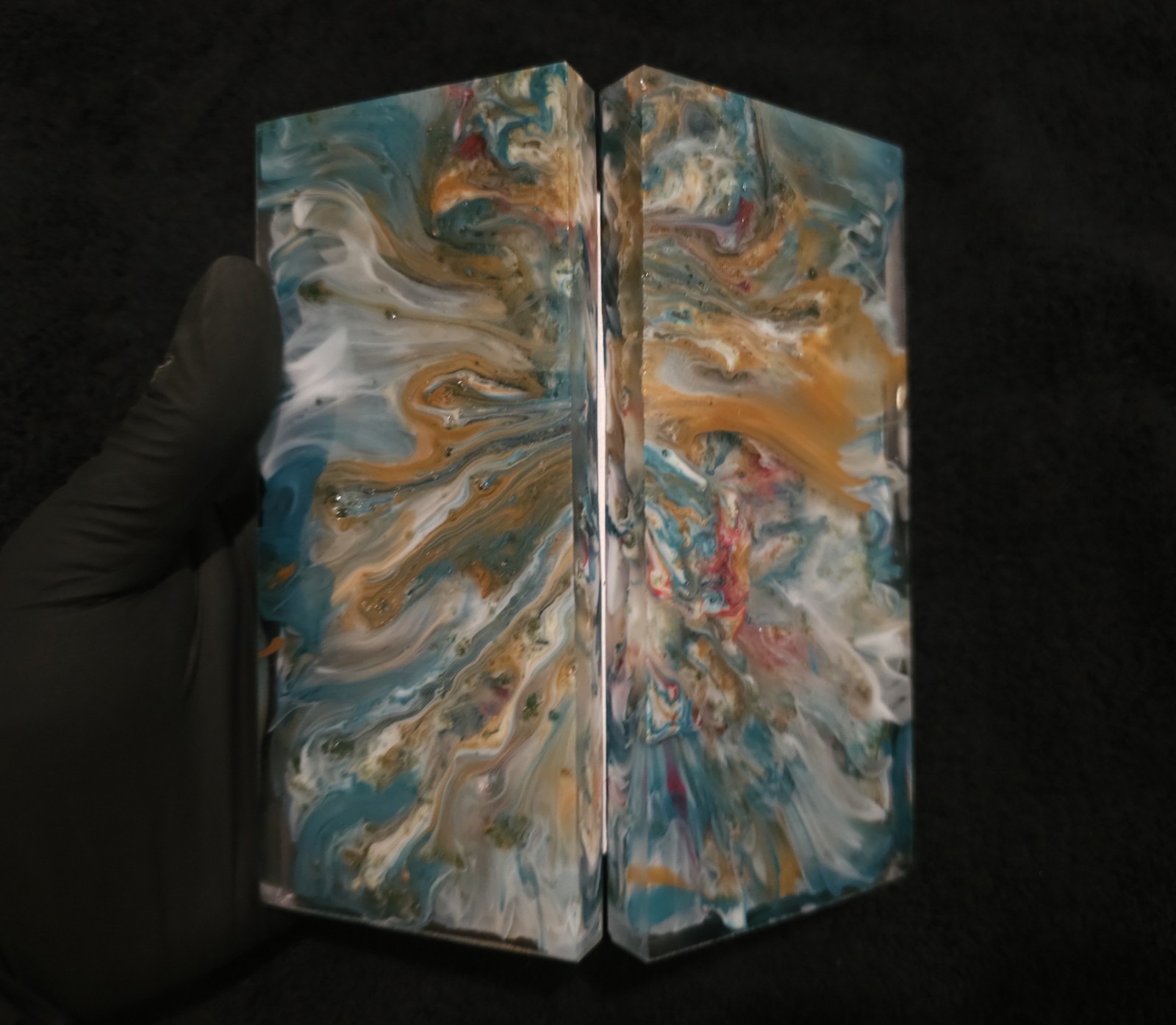 Resin Knife Scales - Tidepool - Handmade Epoxy Handle Material - 5¾" × 2½" × ⅜"