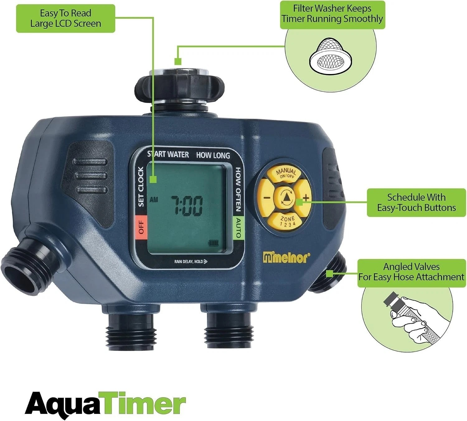 User-Friendly 4-Zone Timer in Chic Black & Yellow - 7- Included