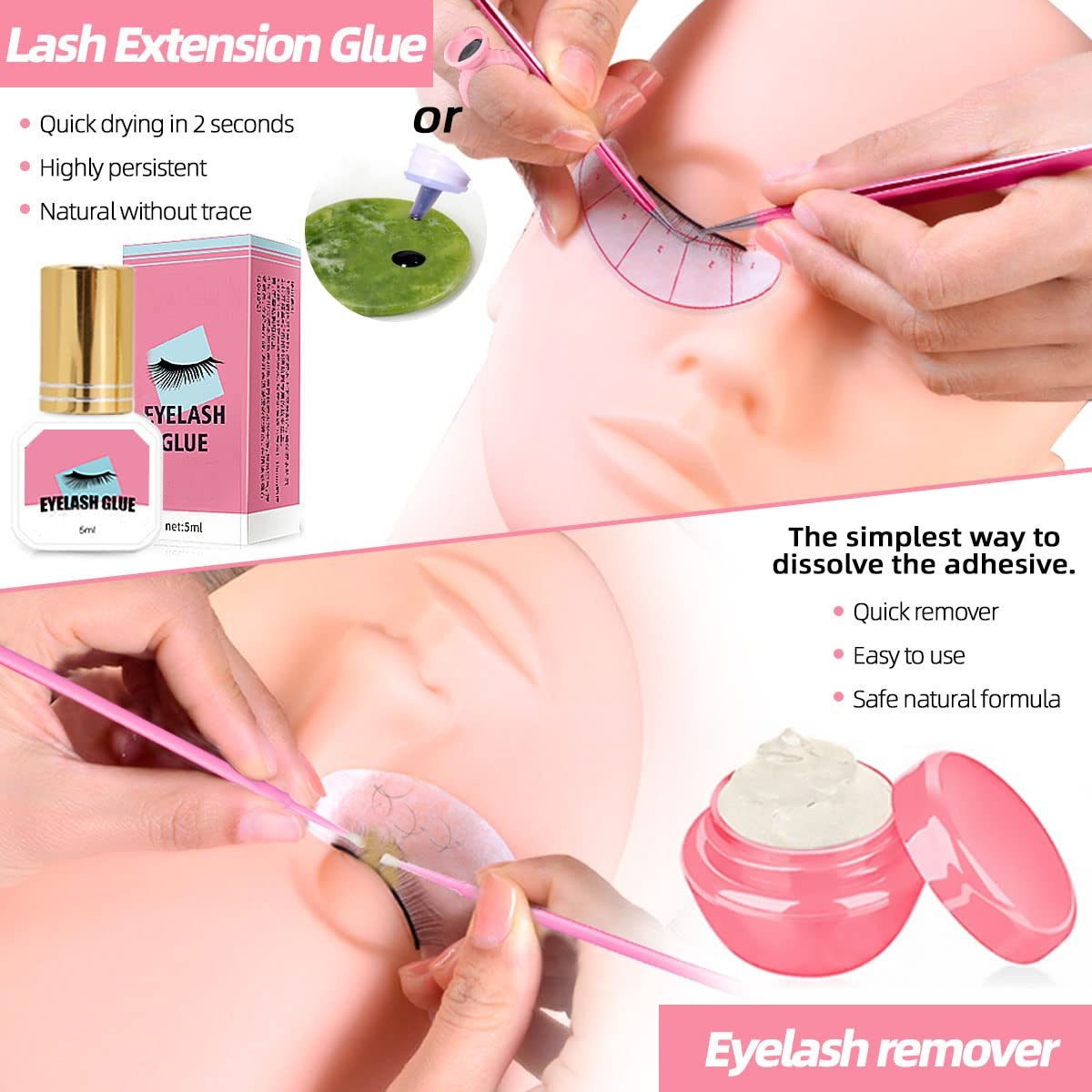 Lash Extension Kit Professional Eyelash Extensions Supplies Training for Begi...