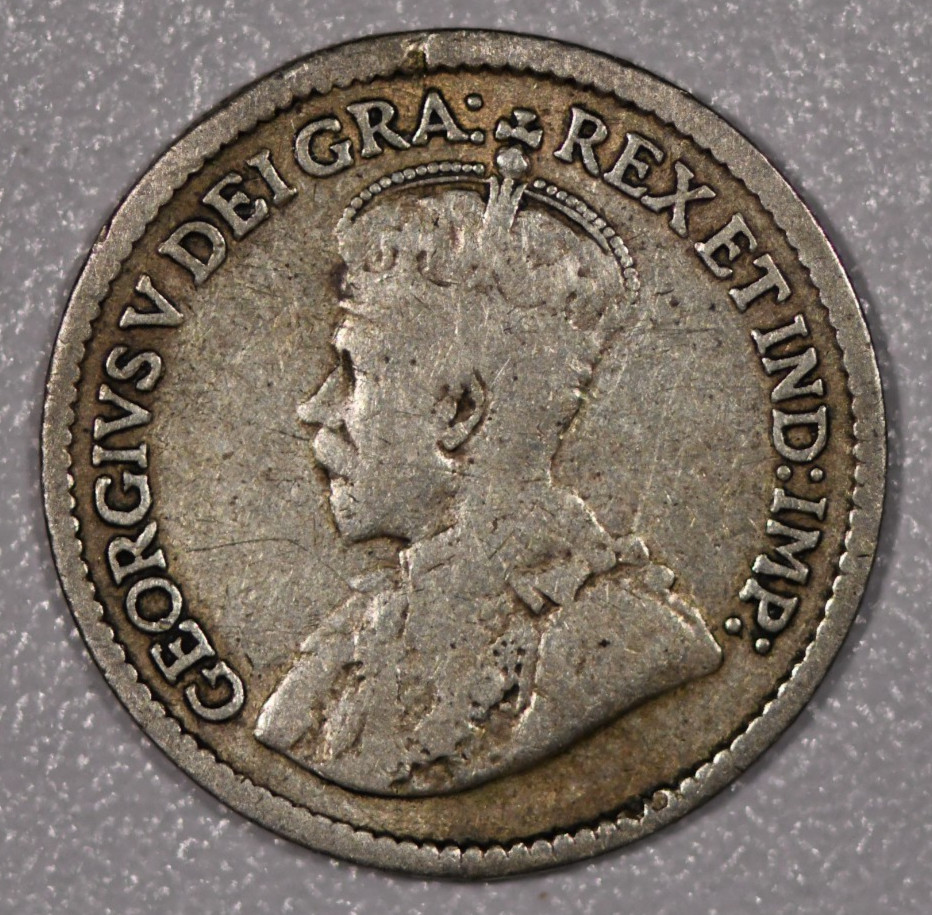 1918 "George V" Silver Five-Cents Coin, Fine