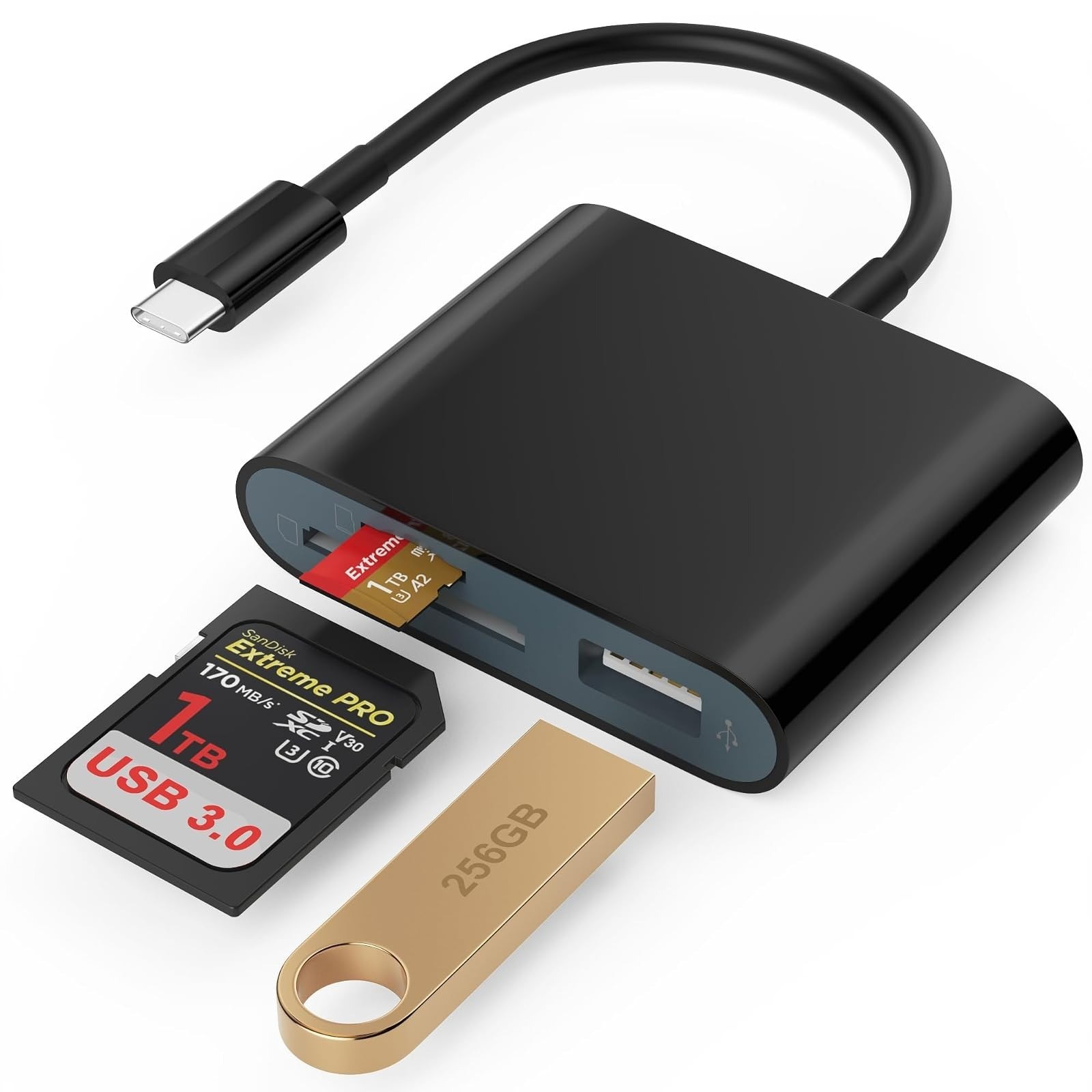 USB-C SD Card Reader USB 3.0 Adapter Dual Slot SD microSD