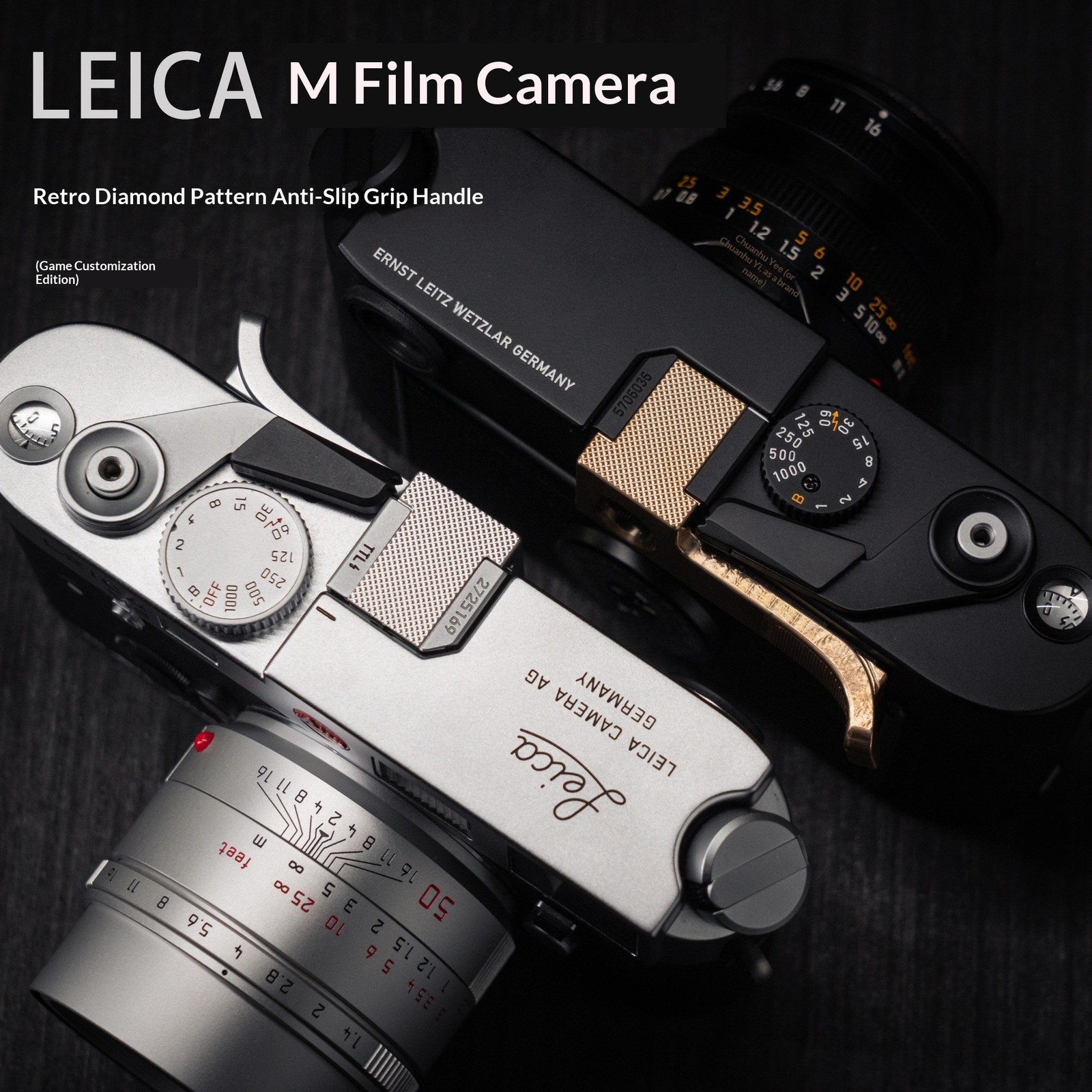 Metal Camera Hand Grip Thumb Rest Hot Shoe Cover for Leica M2 M3 M4 M6 M7 MP