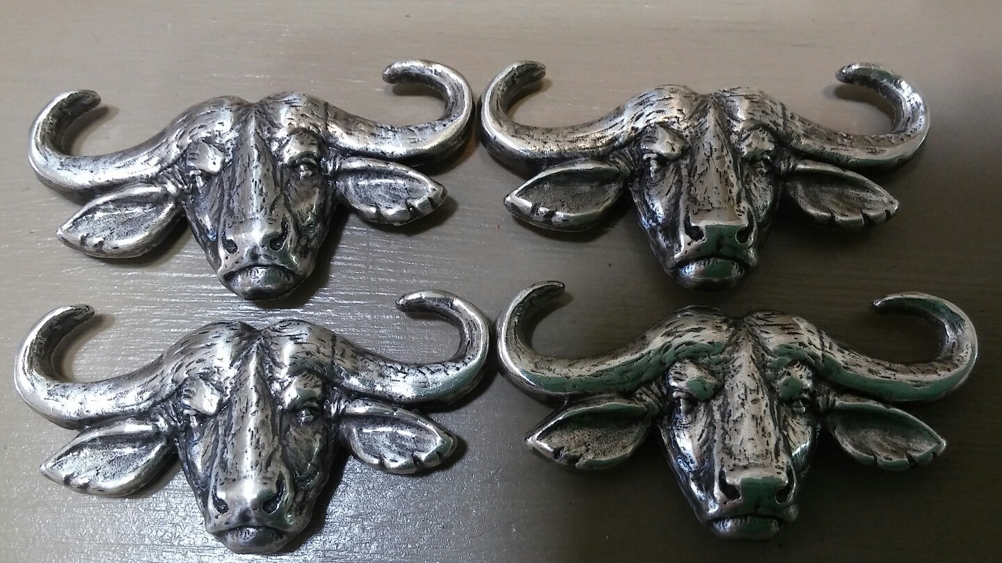 Cape Buffalo Head Lot of 4 Conchos 1 1/2" Wide