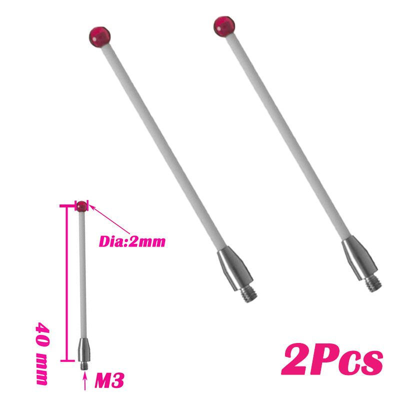 2Pcs Ruby ceramic rods for CMM A-5004-3646 stylus diameter 2.0mm Thread Shank M3