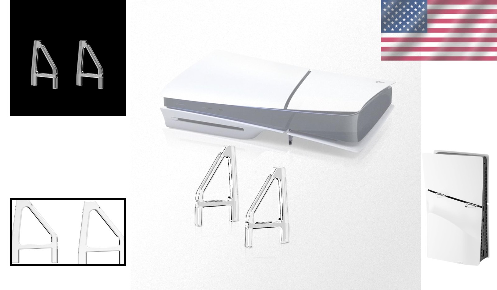 PS5 Slim Horizontal Bracket - Practical Cooling Feet Stand for Secure Display