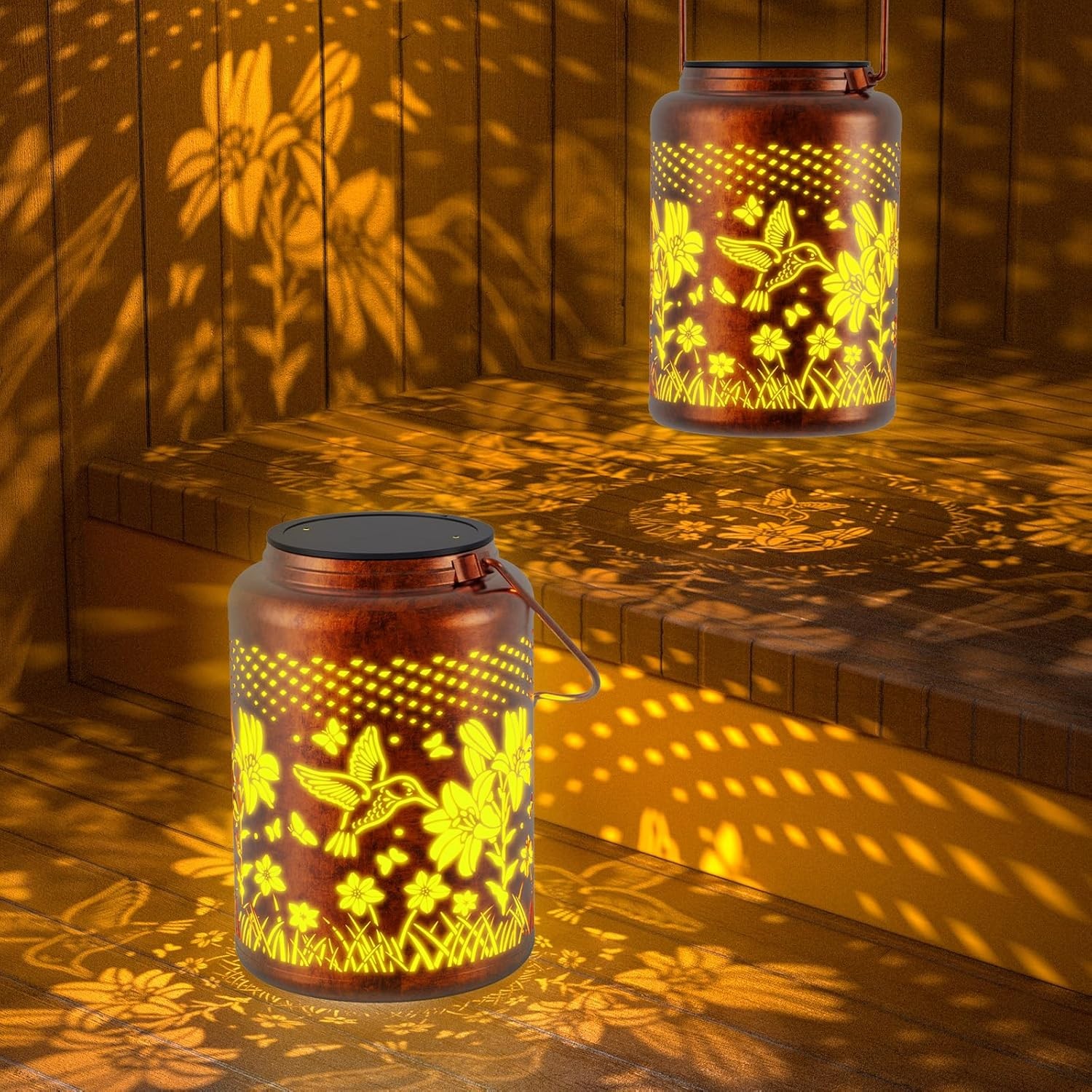 Solar Lantern Hanging Light LED Hummingbird Outdoor Garden Lamp Waterproof Decor