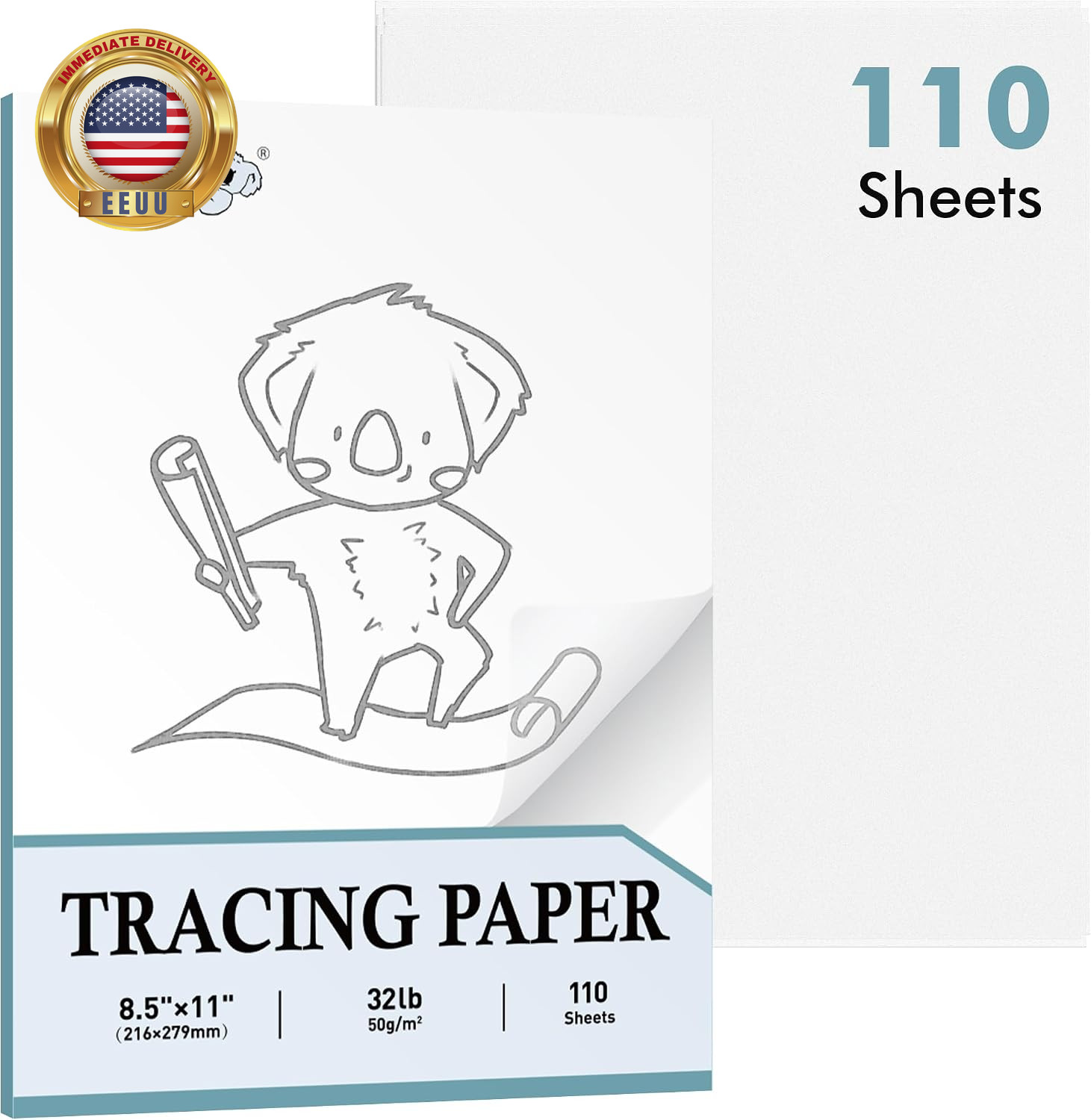 110 Sheets Tracing Paper 8.5X11 Inch White Translucent Paper for Tracing, 32Lb/5