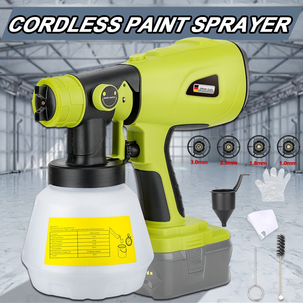 200W Cordless Electric Spray Gun High Power Paint Sprayer for Ryobi 18V Battery