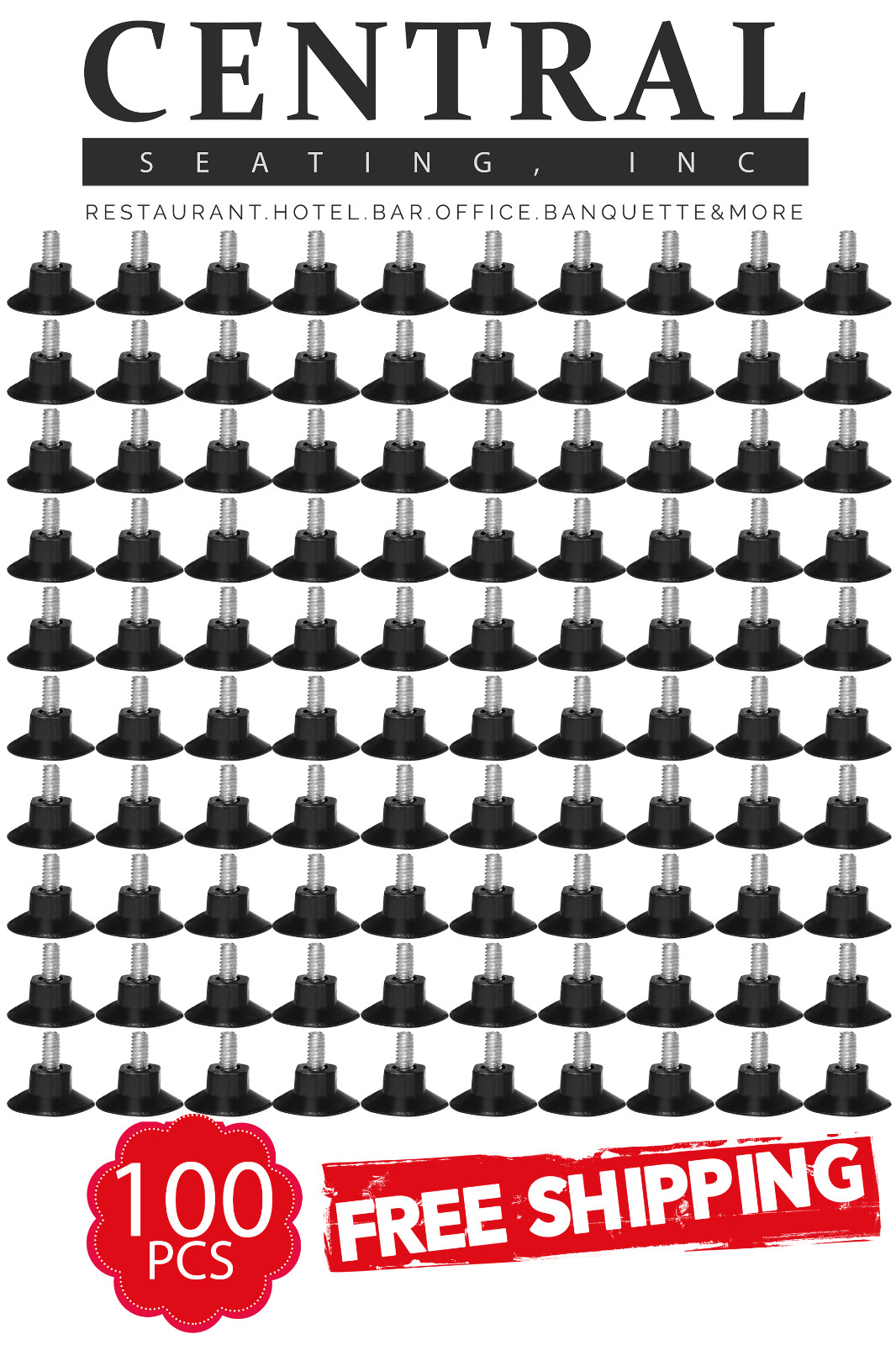 1"H Table Base Feet Leveler - 100-Pack Black Plastic Stabilizer Wedges Leveling