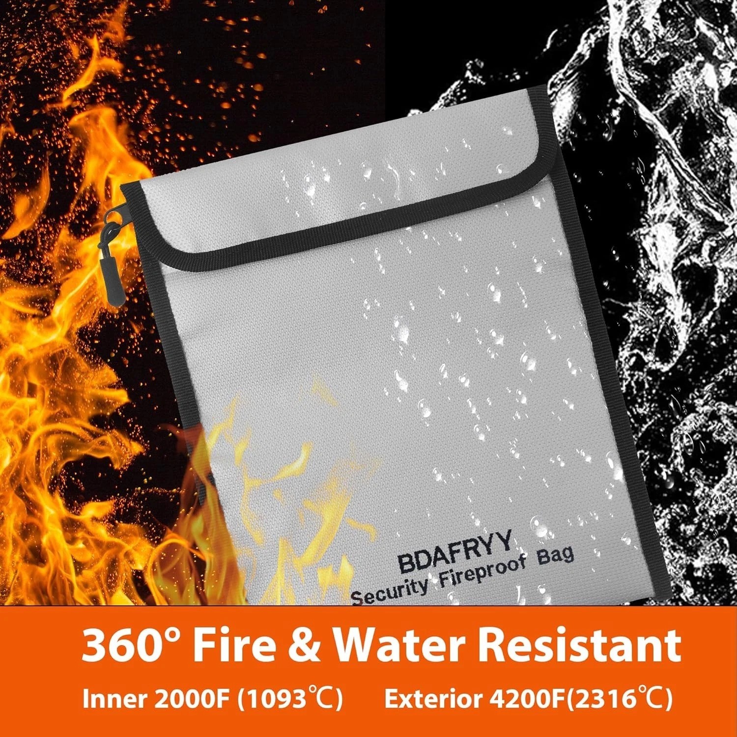 3 Pcs Fireproof Waterproof Money Important Document Bag(2000?),Fire Proof Bag fo