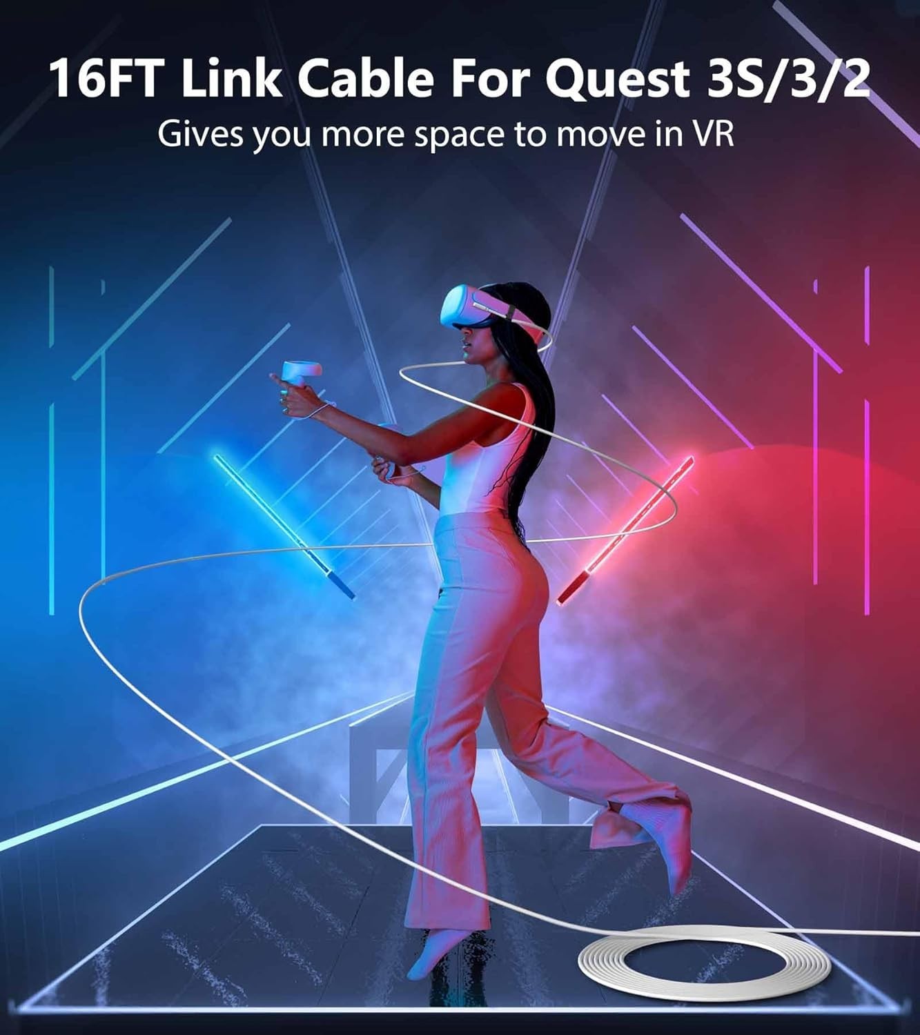 Link Cable 6FT Compatible with Meta/Oculus Quest 3S, Quest 3, Quest 2/Pro, PI...