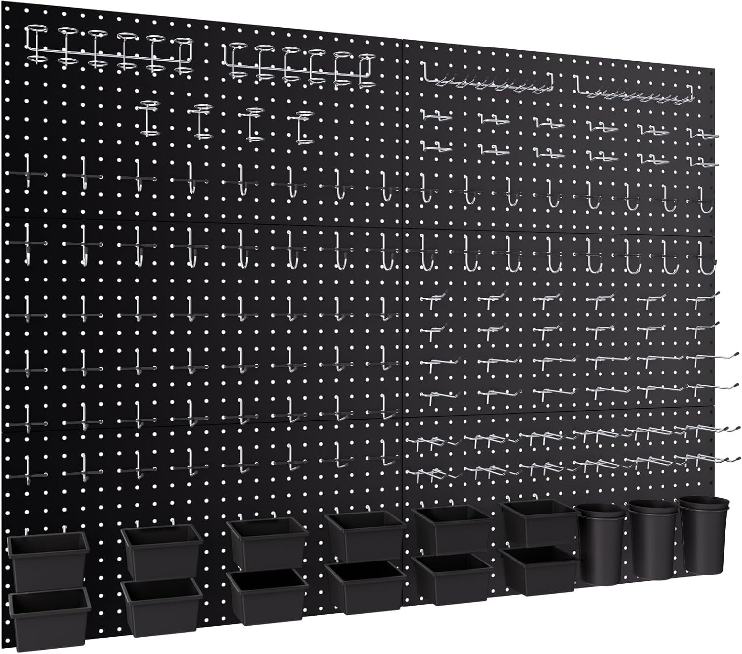 226PCS Metal Pegboard Wall Organizer, 48x36 Inch Black Peg Board Panels Tool Org