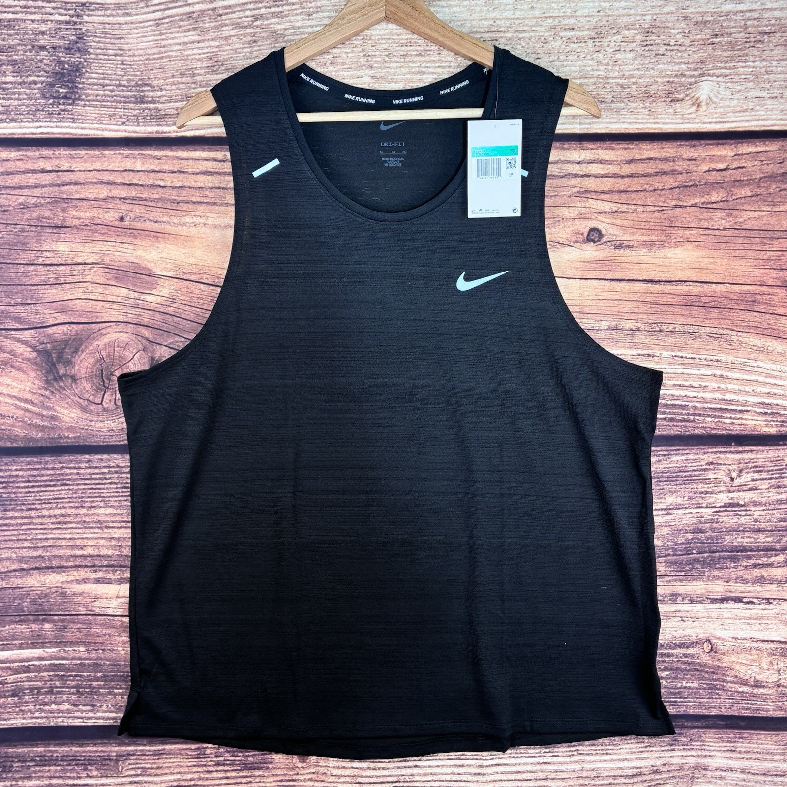 Nike Dri-Fit Miller Men's Running Tank Top Black Silver Swoosh XL CU5982-010 NWT