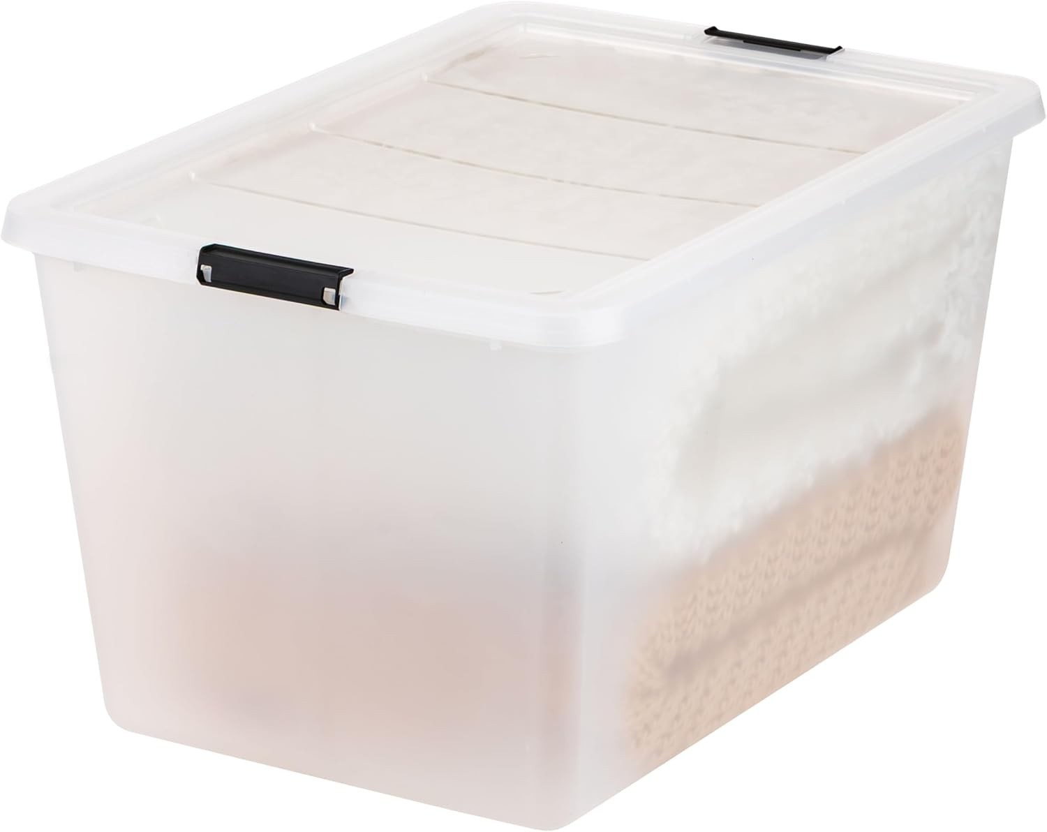 4-Pack High-Capacity Clip Box with Latching Lids, 55 Quart Storage Bins, Supp...