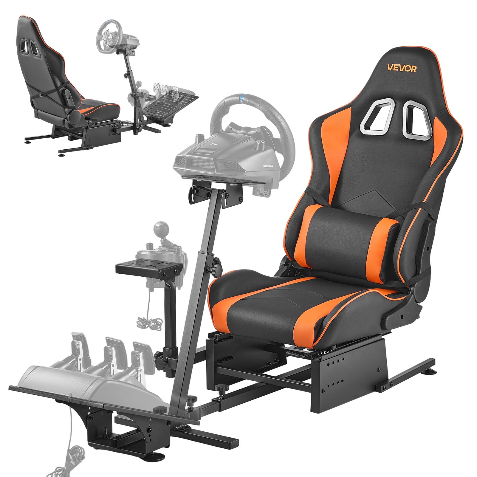 VEVOR Racing Wheel Stand Heavy-Duty Cockpit Fit Logitech Thrustmaster CSR Pedals