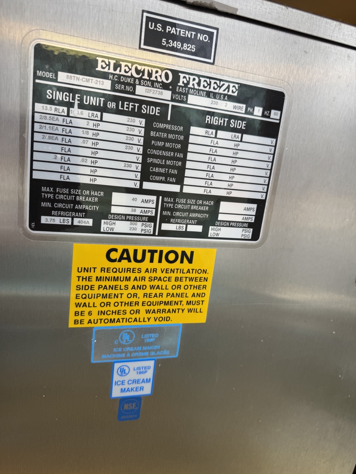 Electro Freeze Soft Serve Machine 88TN-CMT-213