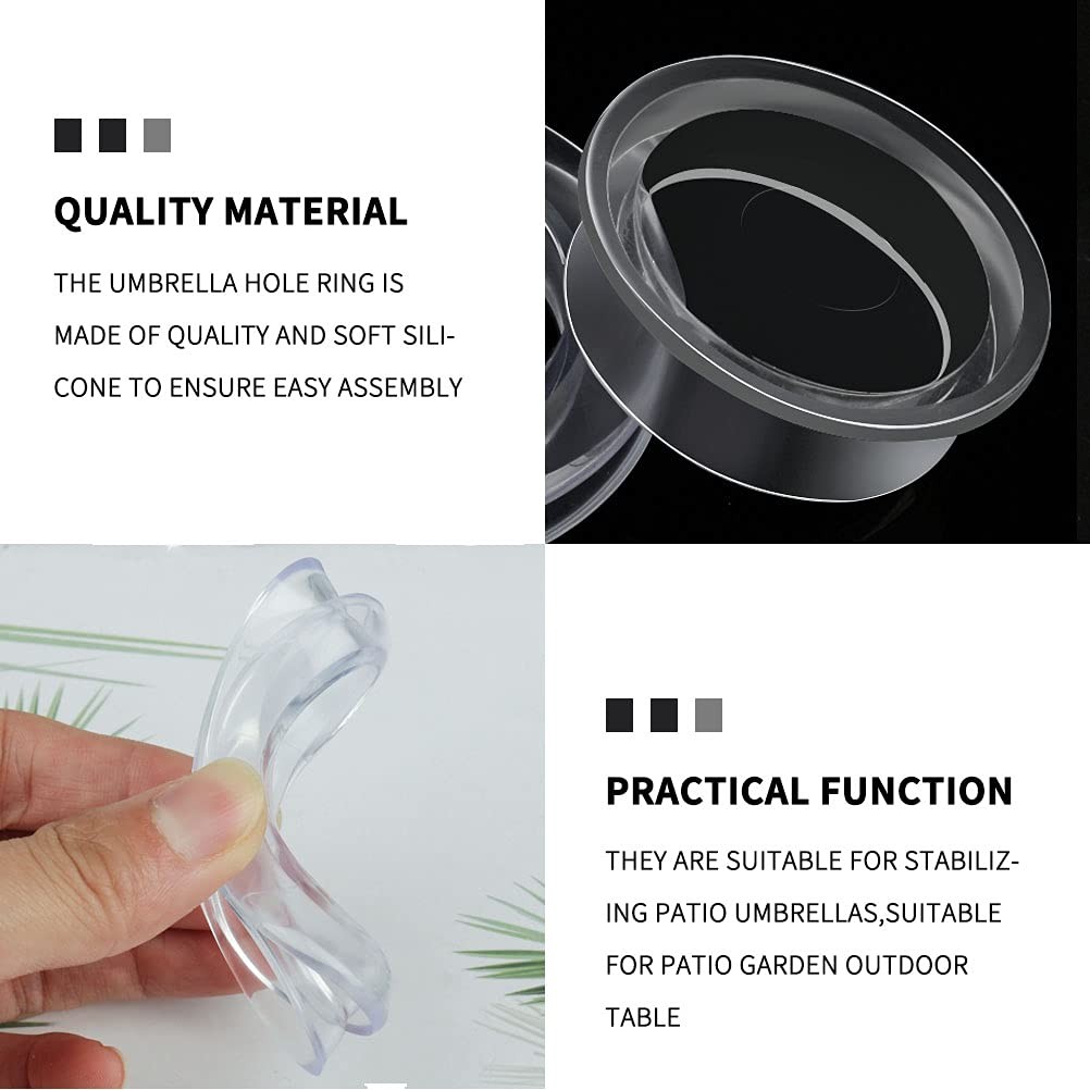 Prudiut 2" Silicone Patio Table Umbrella Hole Ring Plug & Cap Set (2-Pack)