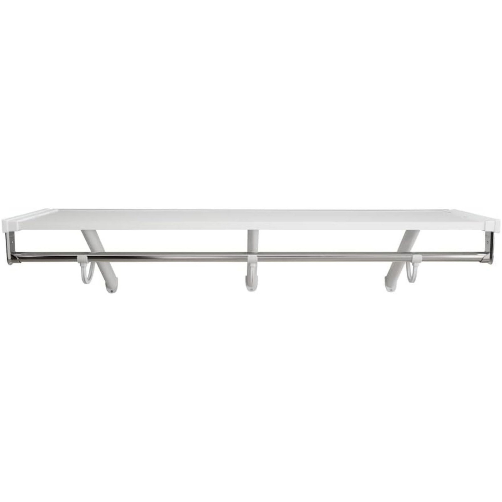 Rubbermaid 48" Premium Wood Closet Shelf W/Hanging Rod, Wall Mounted, (Open Box)