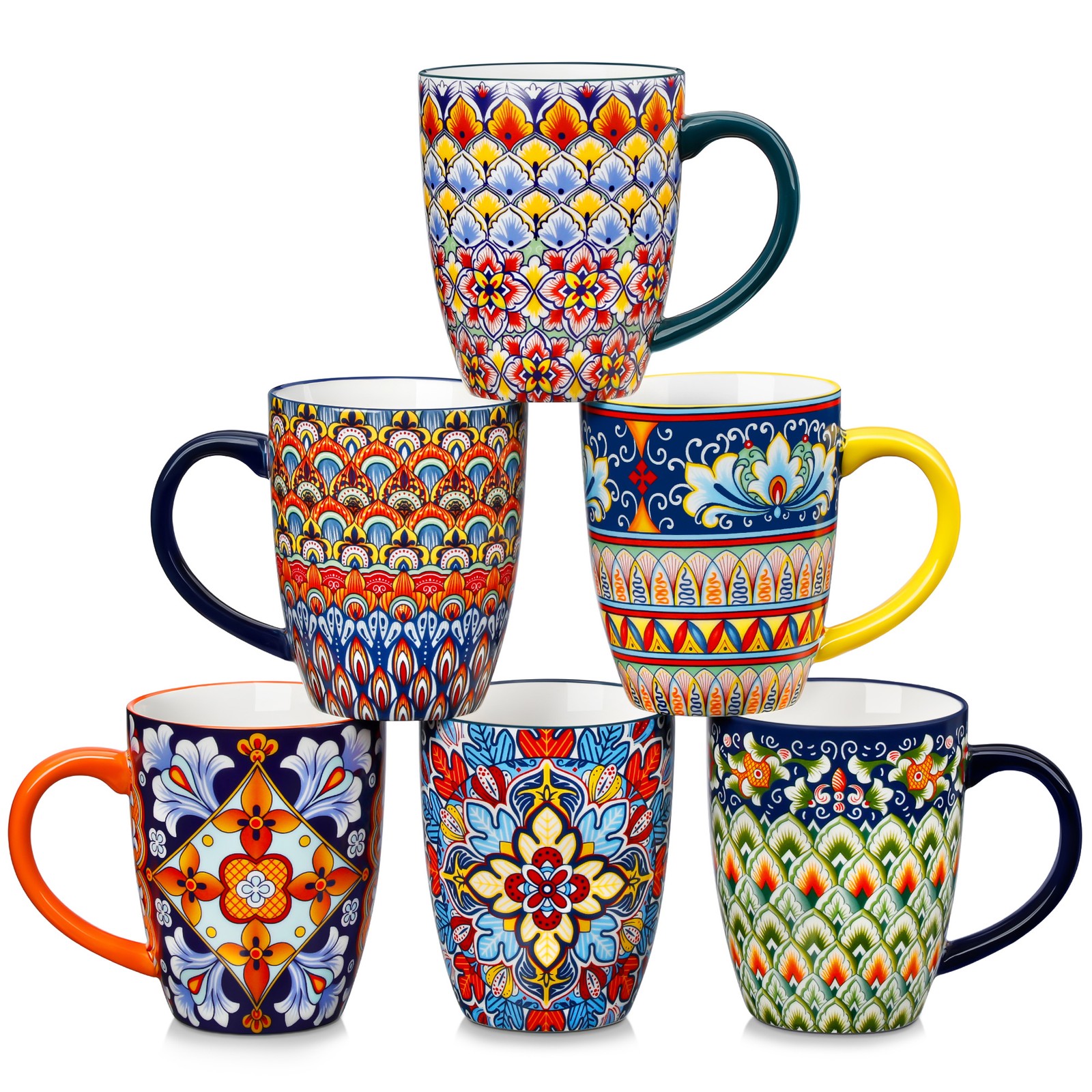 vancasso SIMI 6-Piece Porcelain Boho Style Coffee Mug Set Tea Cup Water Mug Set