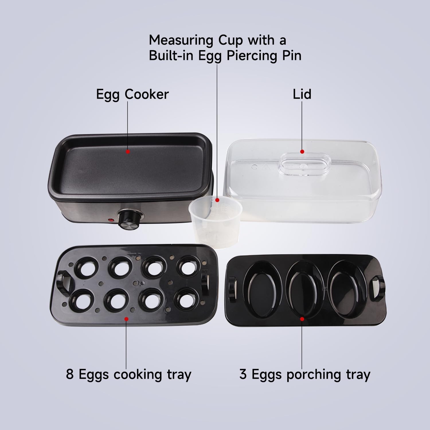 Electric Egg Cooker Rapid – 8 Capacity for Hard Boiled Large, Siliver