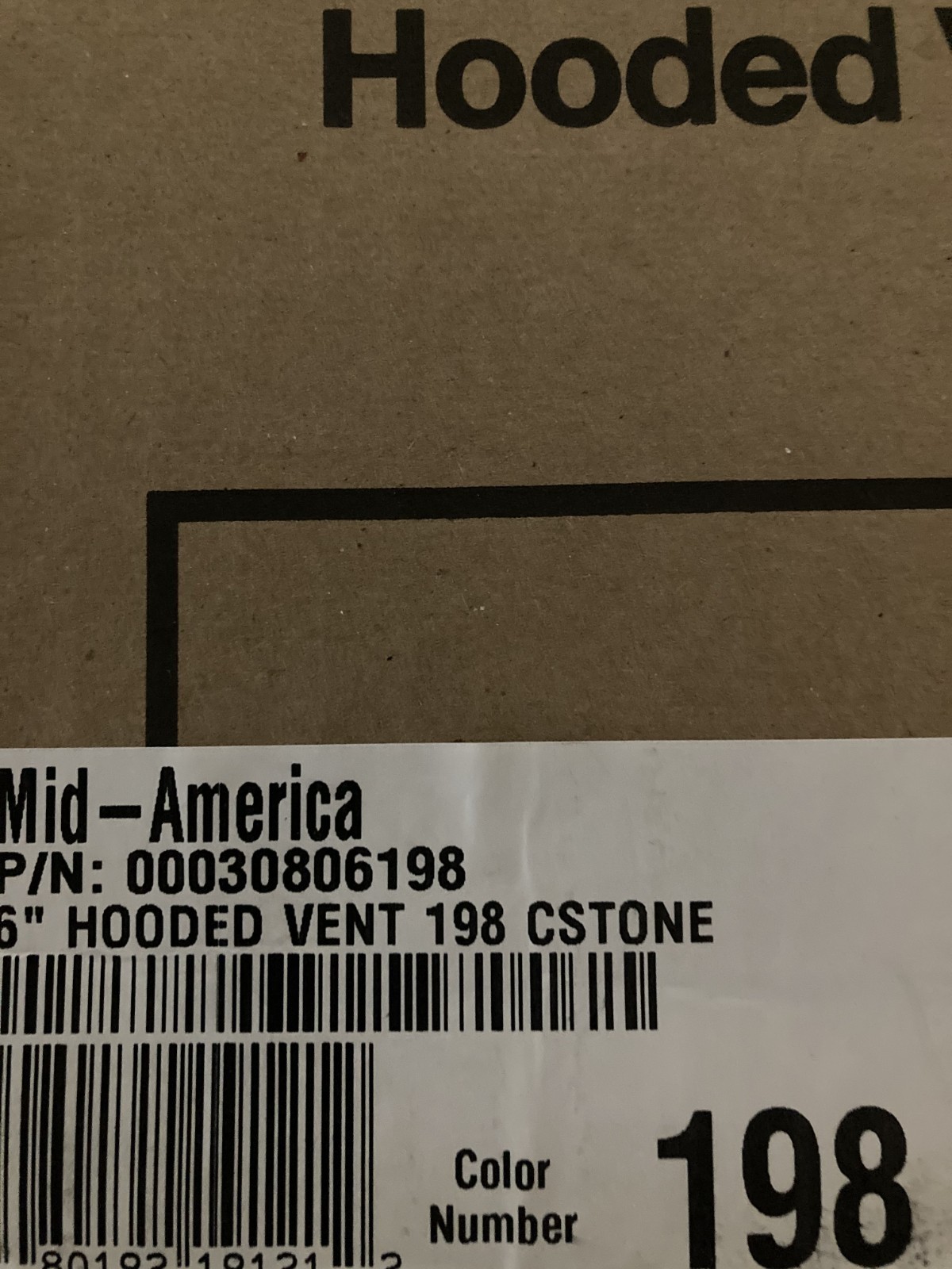 Mid America 6" Hooded Vent for Insulated Siding Cstone Color 198 00030806198