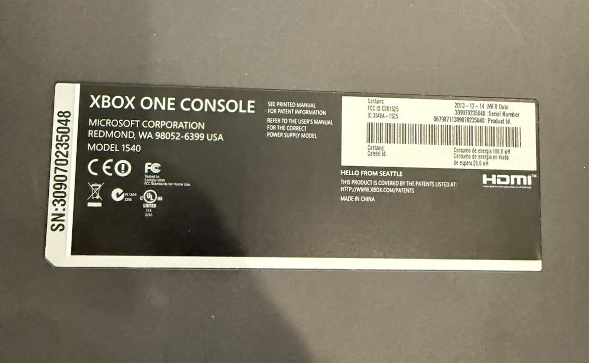 Xbox One 500GB Console with Power Cable & Camera Tested&Working Model 1540