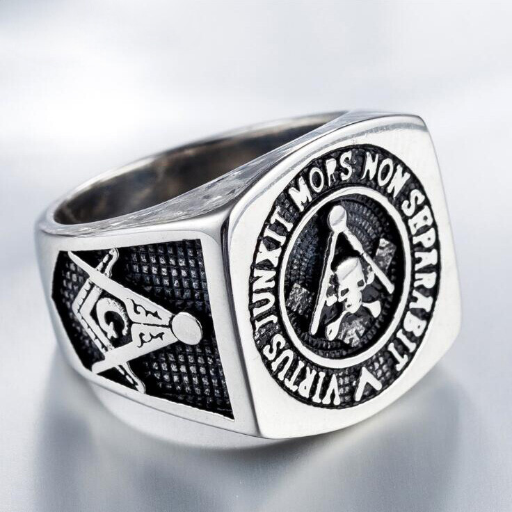 Men's Jewelry Masonic Skull Ring Stainless Steel Freemason Brother Rings Biker