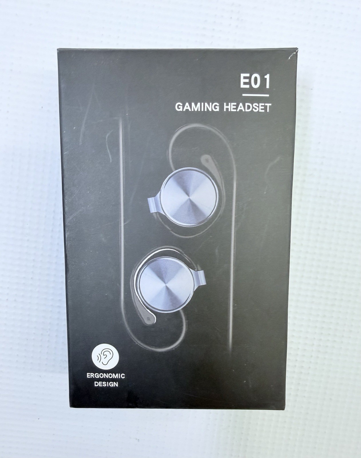 E01 Wired Clip-On Ear Headphones w/ Mic Gaming Headset Ergonomic Black