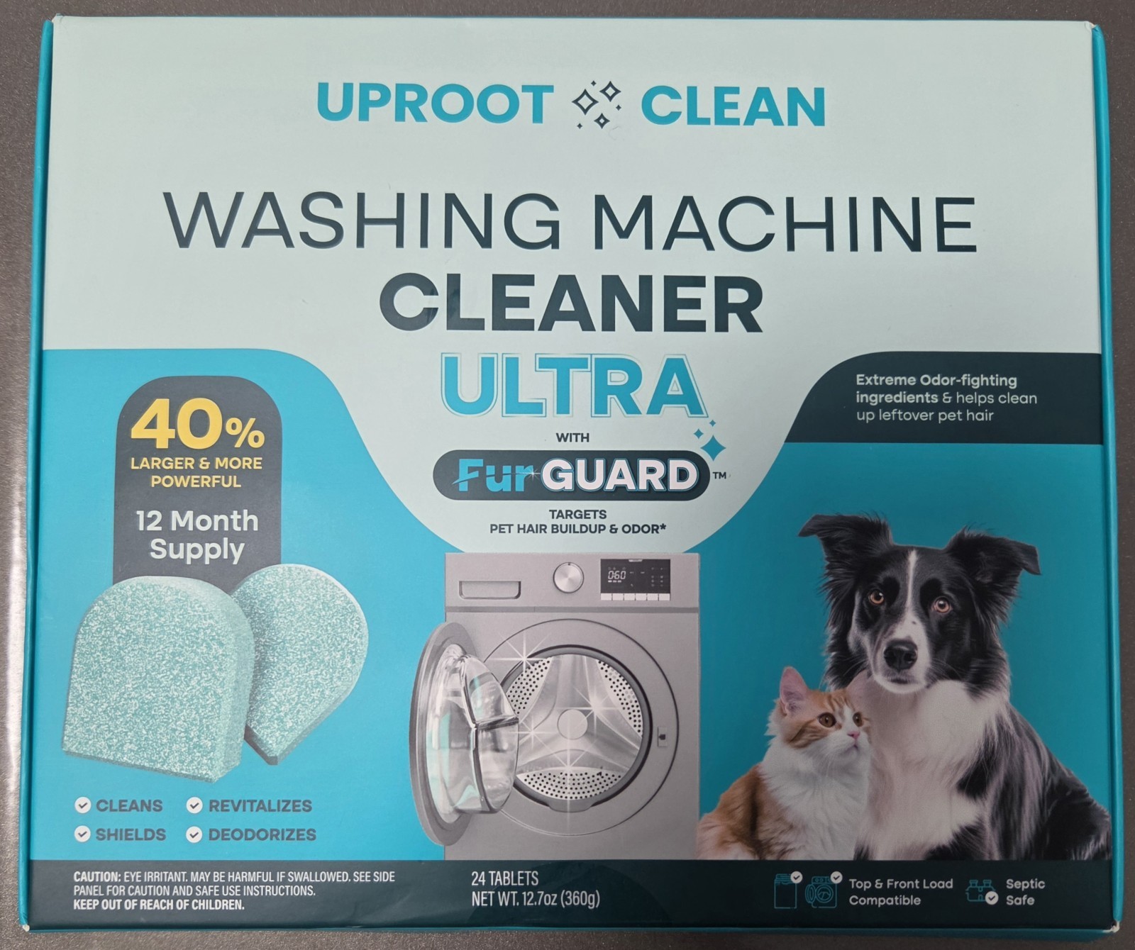 Uproot Clean ULTRA w/ Fur Guard Washing Machine Cleaner (24 Tablets) Pet & Odor