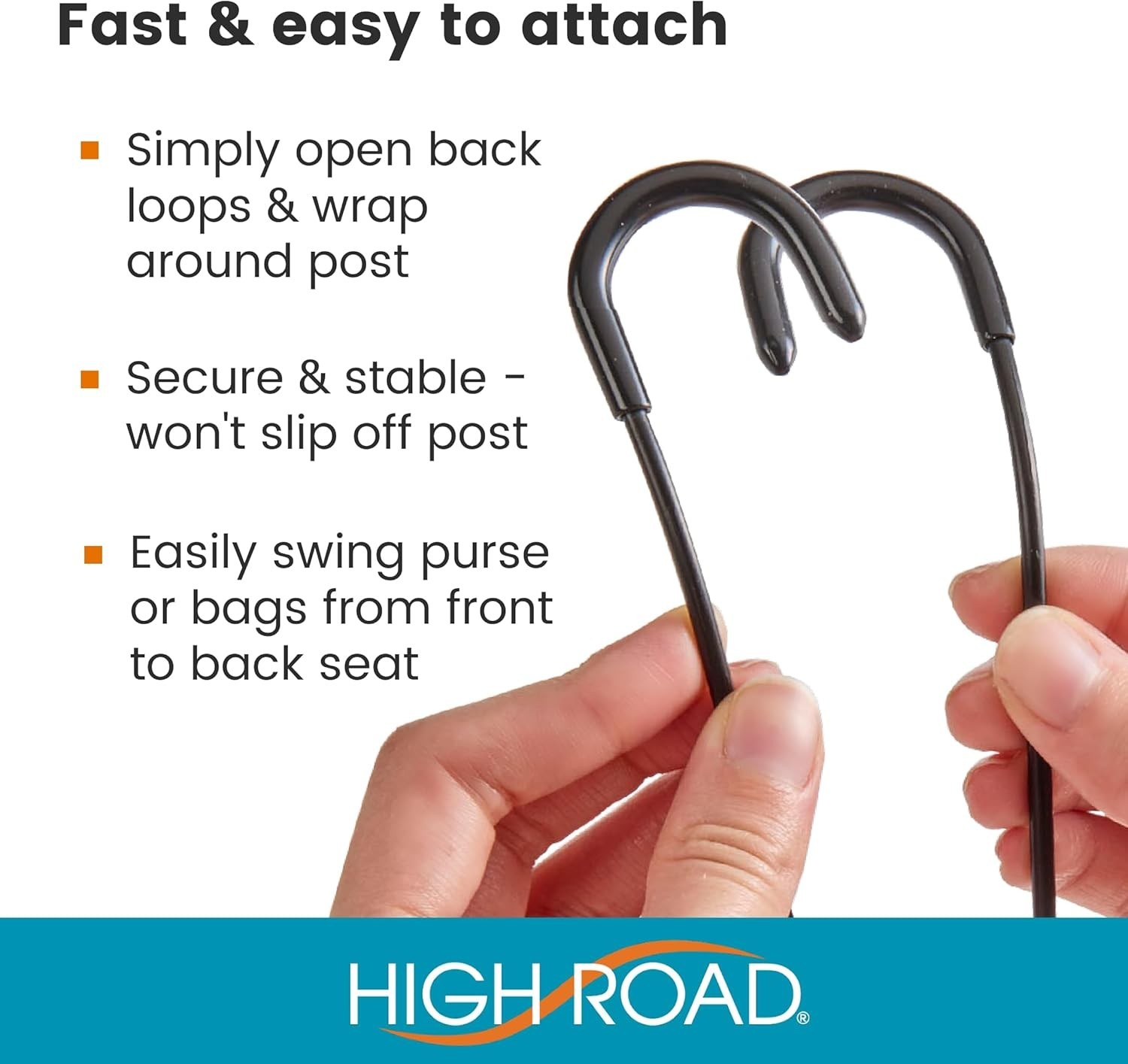 Unbreakable Solid Metal Car Bag Hooks - Secure Storage for Heavy Bags, 2-Pack