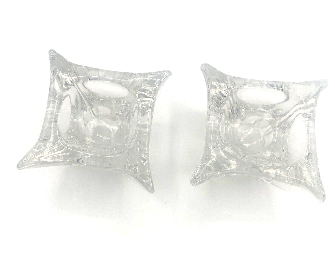 Glass Crystal Taper Candle Holders Square Cube 2”3” Wide