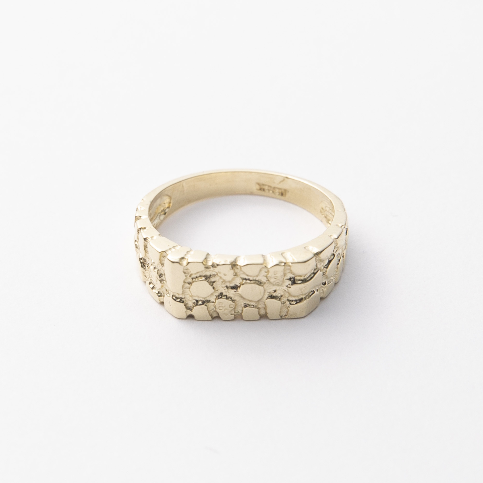 Rectangle Nugget Signet Ring Pinky Solid 10K Yellow Gold