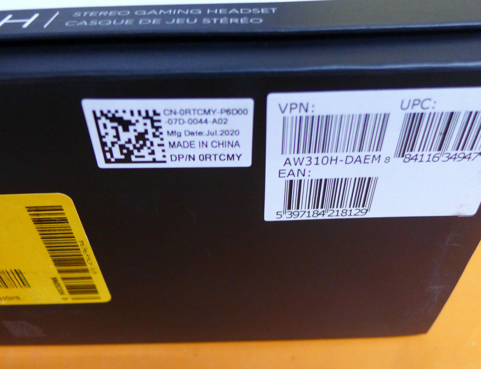 NEW Alienware Gaming Headset Black AW310H RTCMY